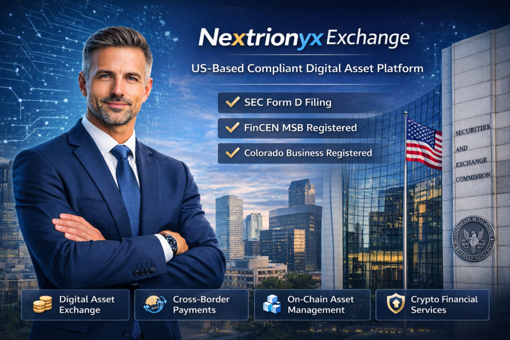 Nextrionyx Exchange compliant digital asset platform with SEC filing and MSB registration in the United States